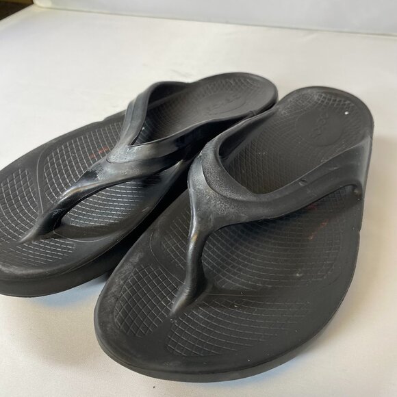 OOFOS OOriginal Black Recovery Thong Sandals Flip Flop Womens 9 Mens 7 Unisex - Picture 1 of 4